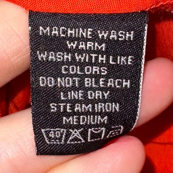 Vintage 90s Ralph Lauren Polo Jeans Co Orange Button Up Tie Waist Y2K Crop Top M - Picture 6 of 10